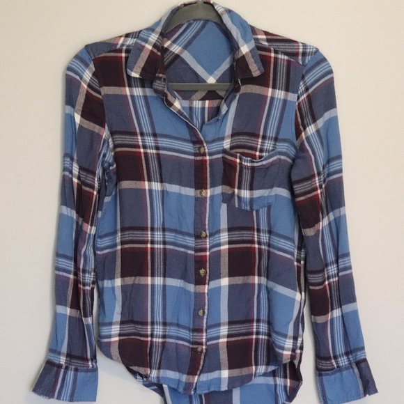 Blue and Maroon Fitted Flannel Button Down | 023 - Picture 2 of 3